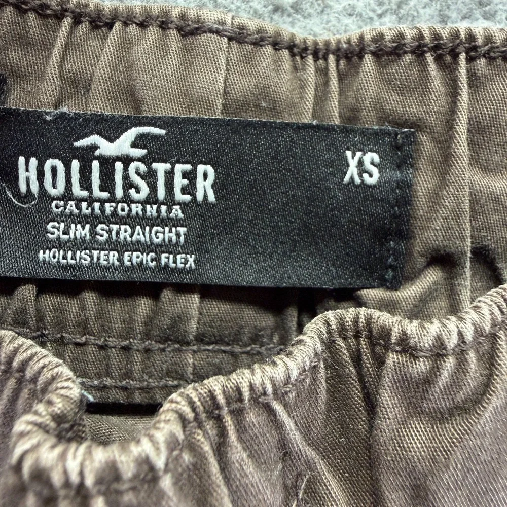 Hollister Epic Flex Pant Mens XS Brown Cotton Cargo Straight Slim Fit Workwear